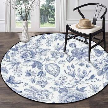 Patchwork Blue-White Round Woolen Rug Manufacturers in Paramaribo
